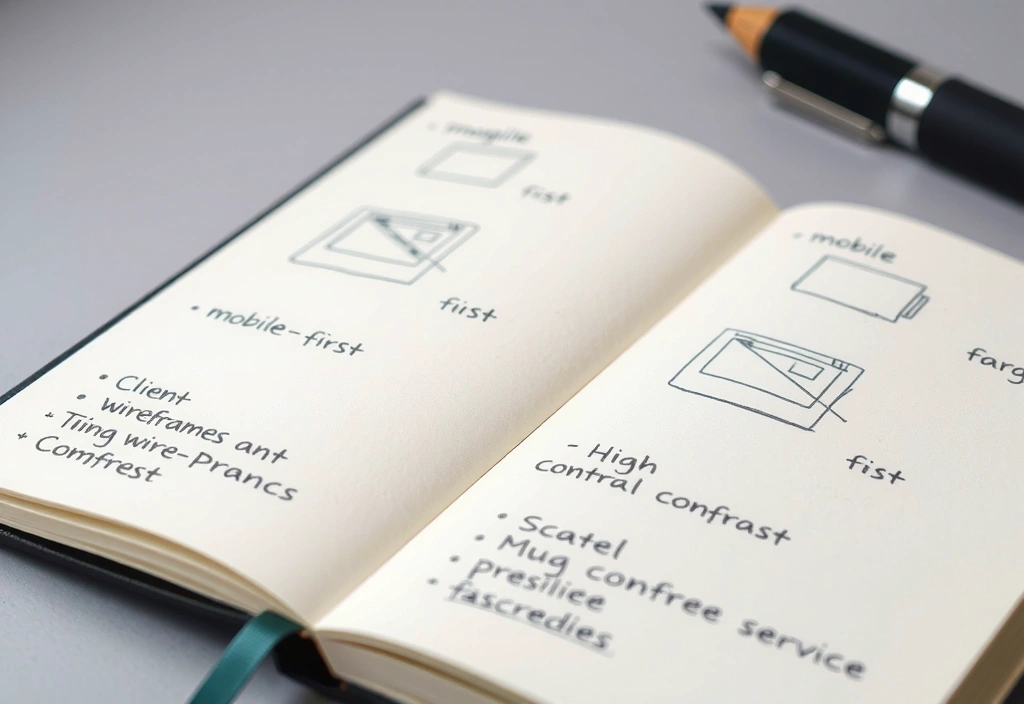 Page de croquis dans un carnet Moleskine avec annotations